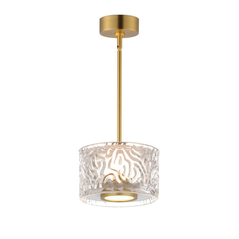 Elysian 1-Light LED Pendant in Natural Aged Brass