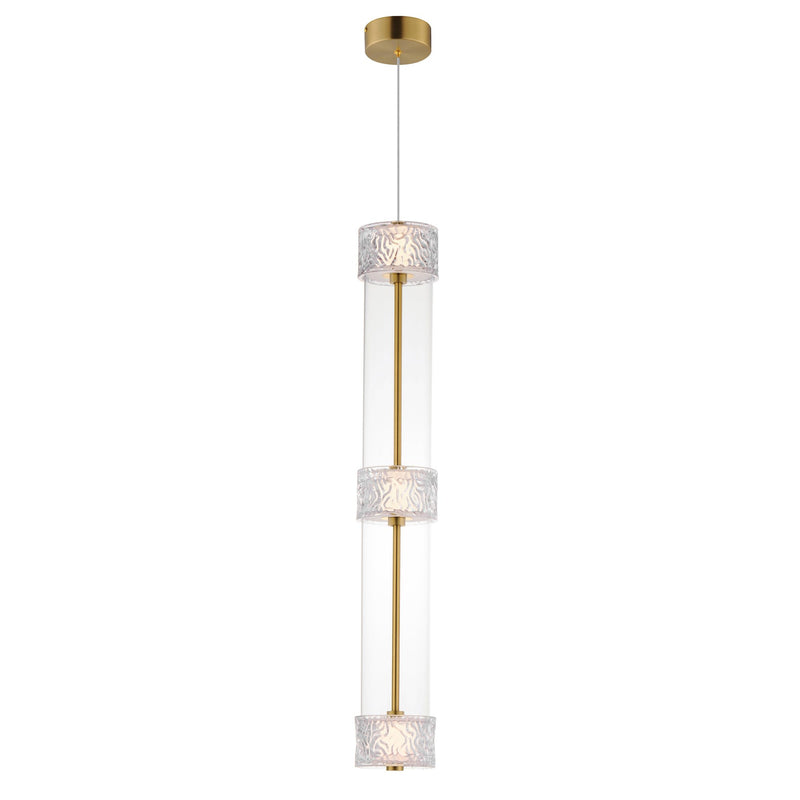 Elysian 3-Light LED Linear Pendant in Natural Aged Brass