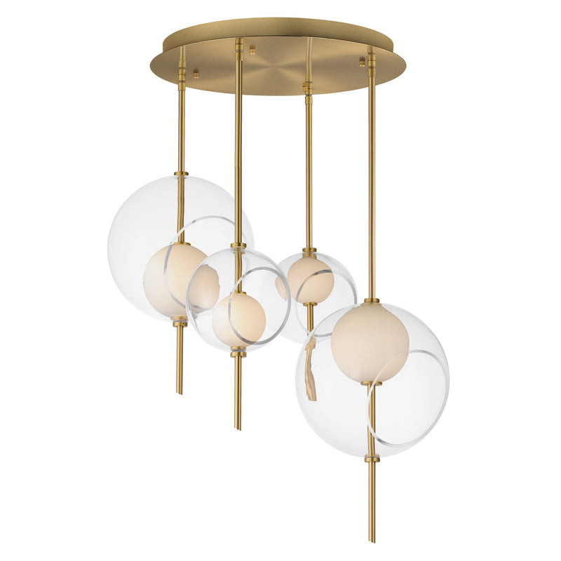 Martini 4-Light LED Pendant in Natural Aged Brass