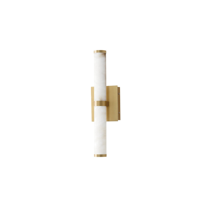 Aragon 17" Bath Vanity Light in White Alabaster / Gold