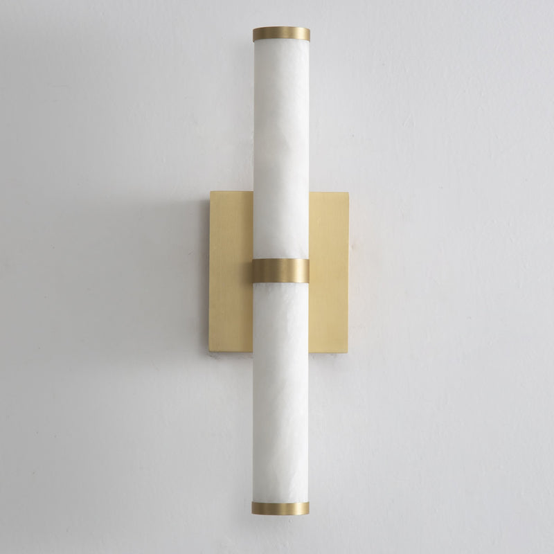 Aragon 17" Bath Vanity Light in White Alabaster / Gold
