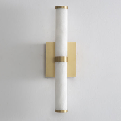 Aragon 17" Bath Vanity Light in White Alabaster / Gold