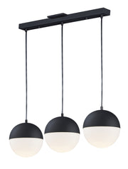 Half Moon 30" 3-Light LED Linear Pendant in Black