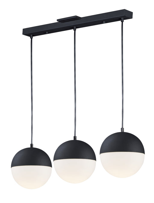 Half Moon 30" 3-Light LED Linear Pendant in Black