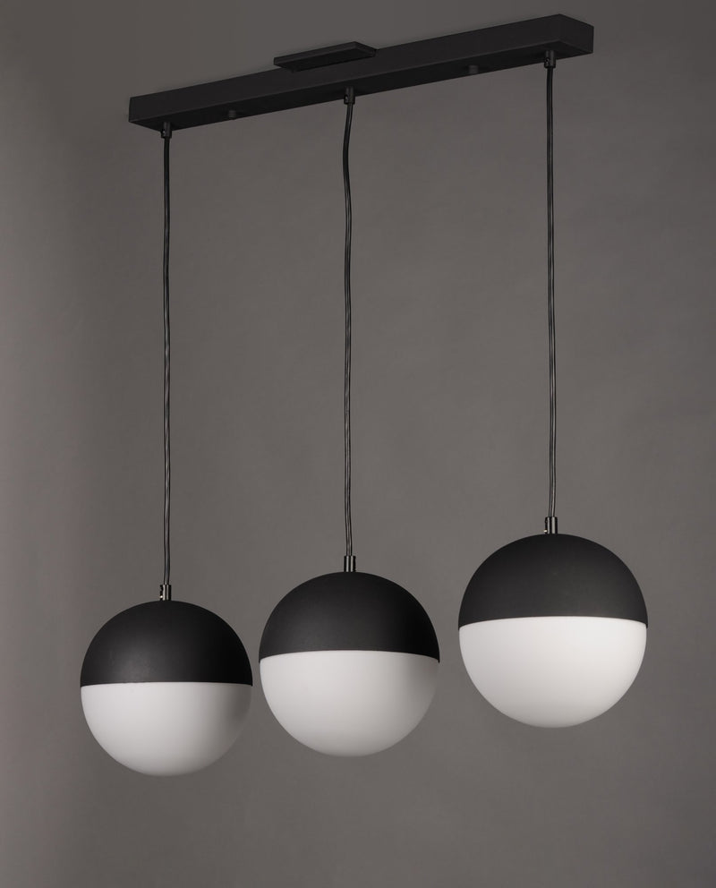 Half Moon 30" 3-Light LED Linear Pendant in Black
