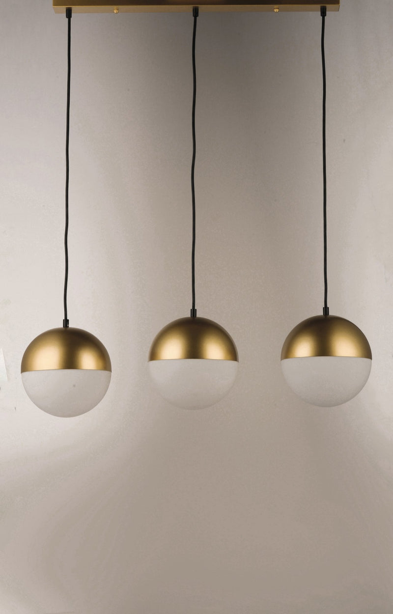 Half Moon 30" 3-Light LED Linear Pendant in Metallic Gold