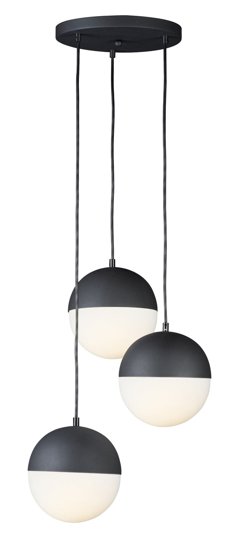 Half Moon 16.5" 3-Light LED Pendant in Black