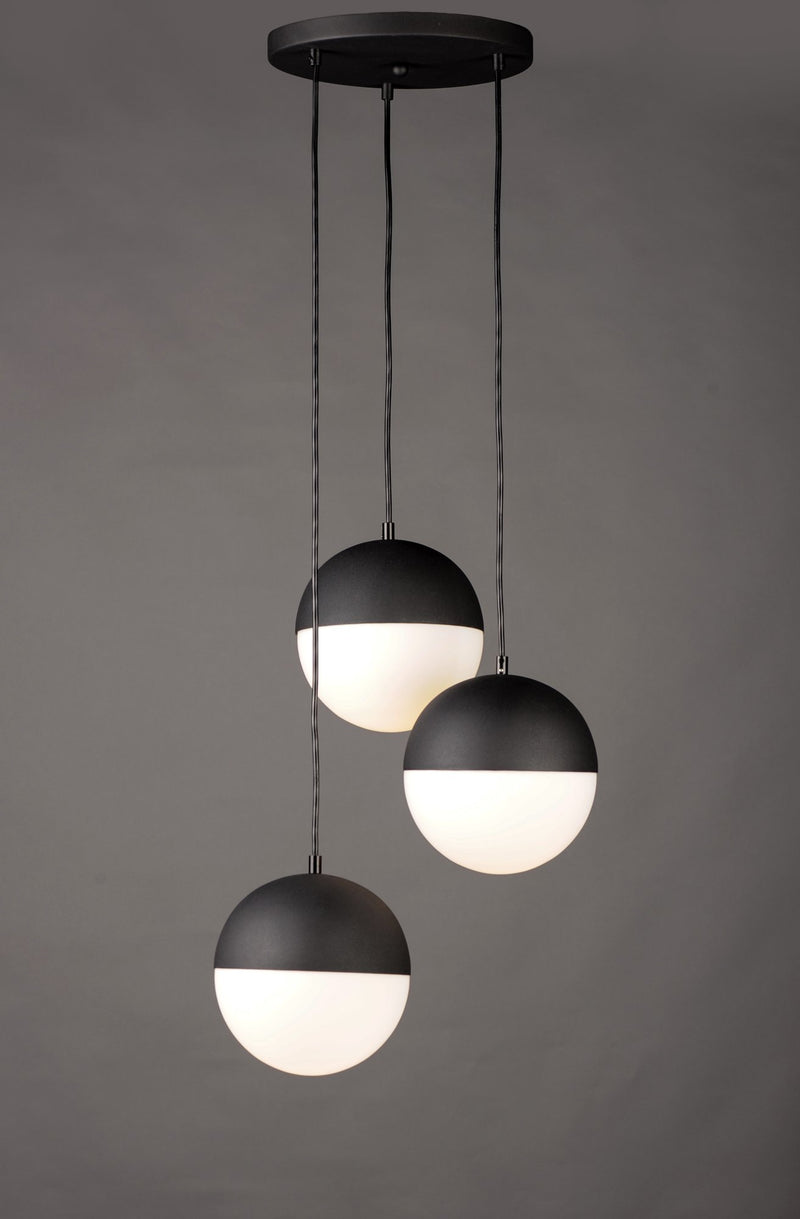 Half Moon 16.5" 3-Light LED Pendant in Black