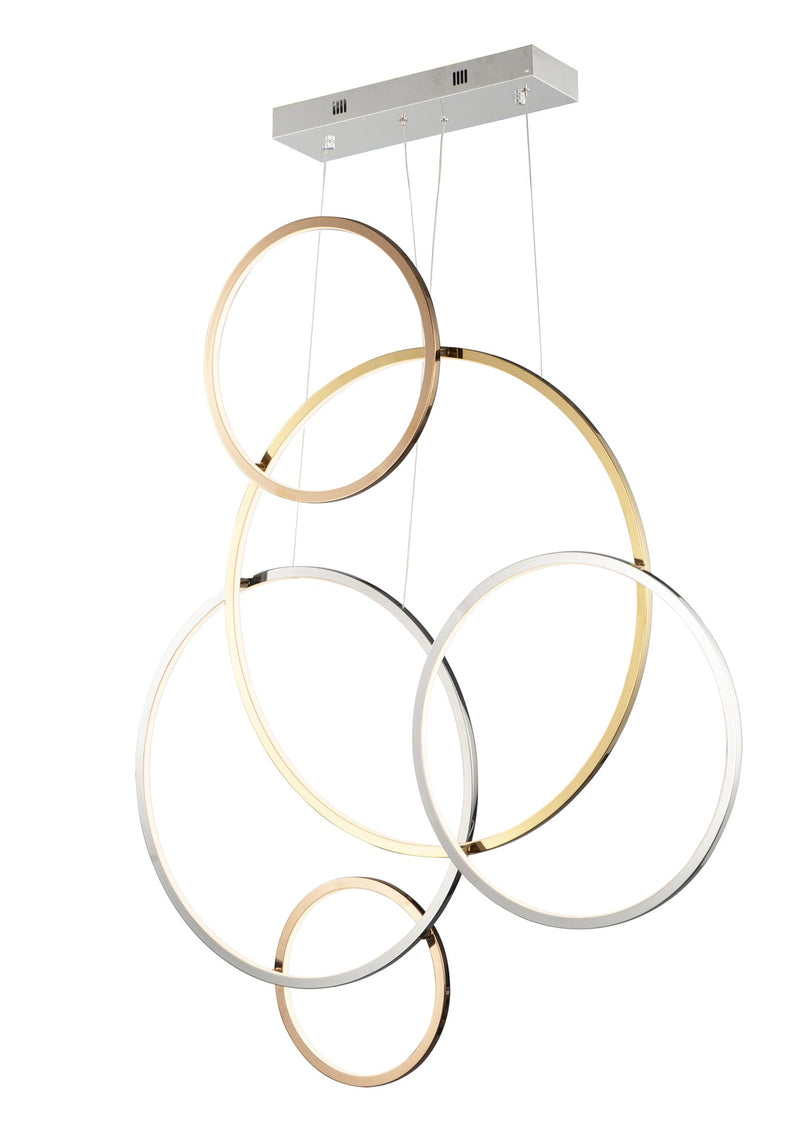 Union 47" Tall 5-Light LED Pendant in Multi-Plated