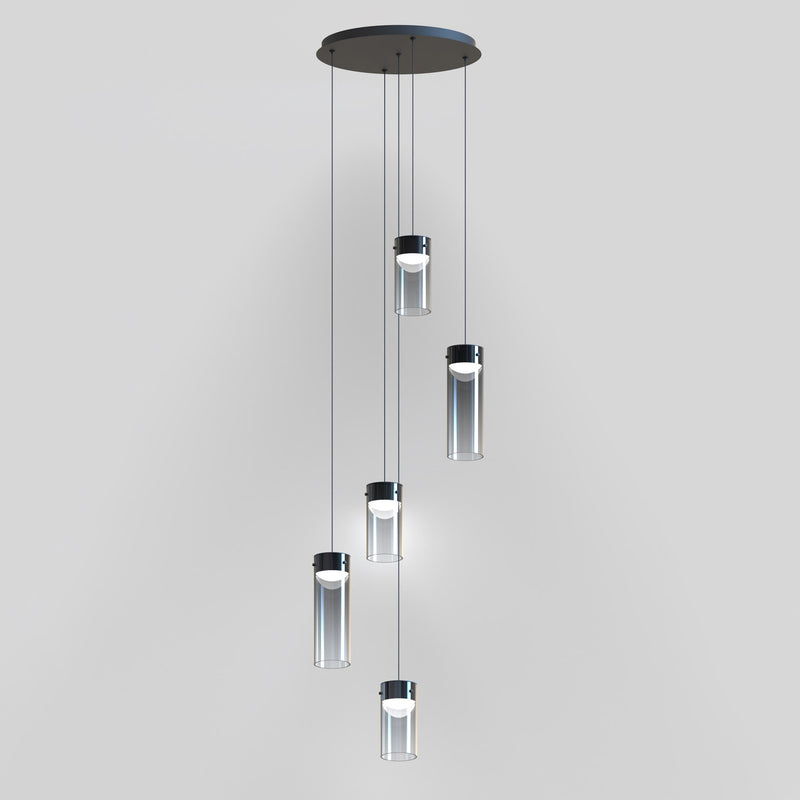 Highball Smoke 5-Light LED Pendant in Gunmetal
