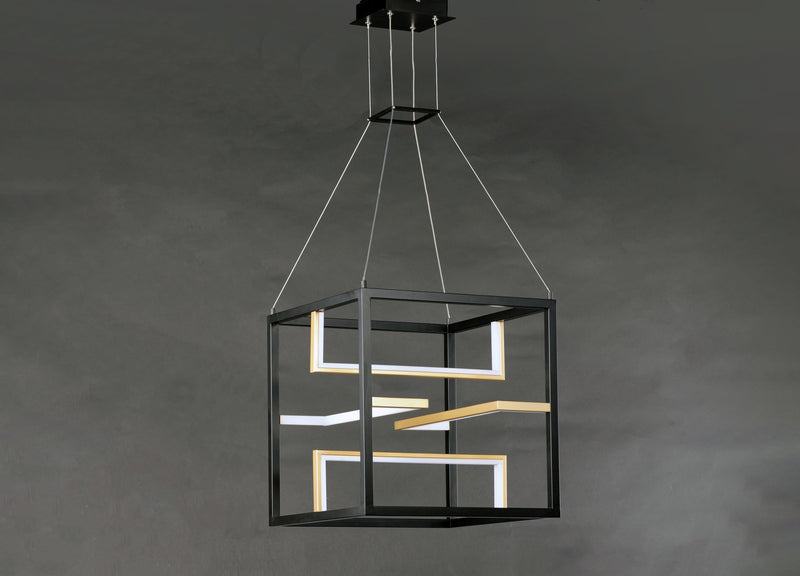 Chamber 18" LED Pendant in Black / Gold