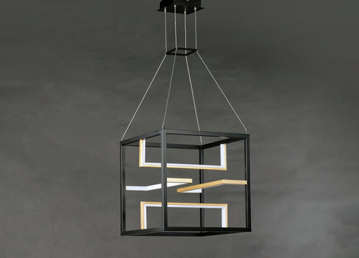 Chamber 18" LED Pendant in Black / Gold