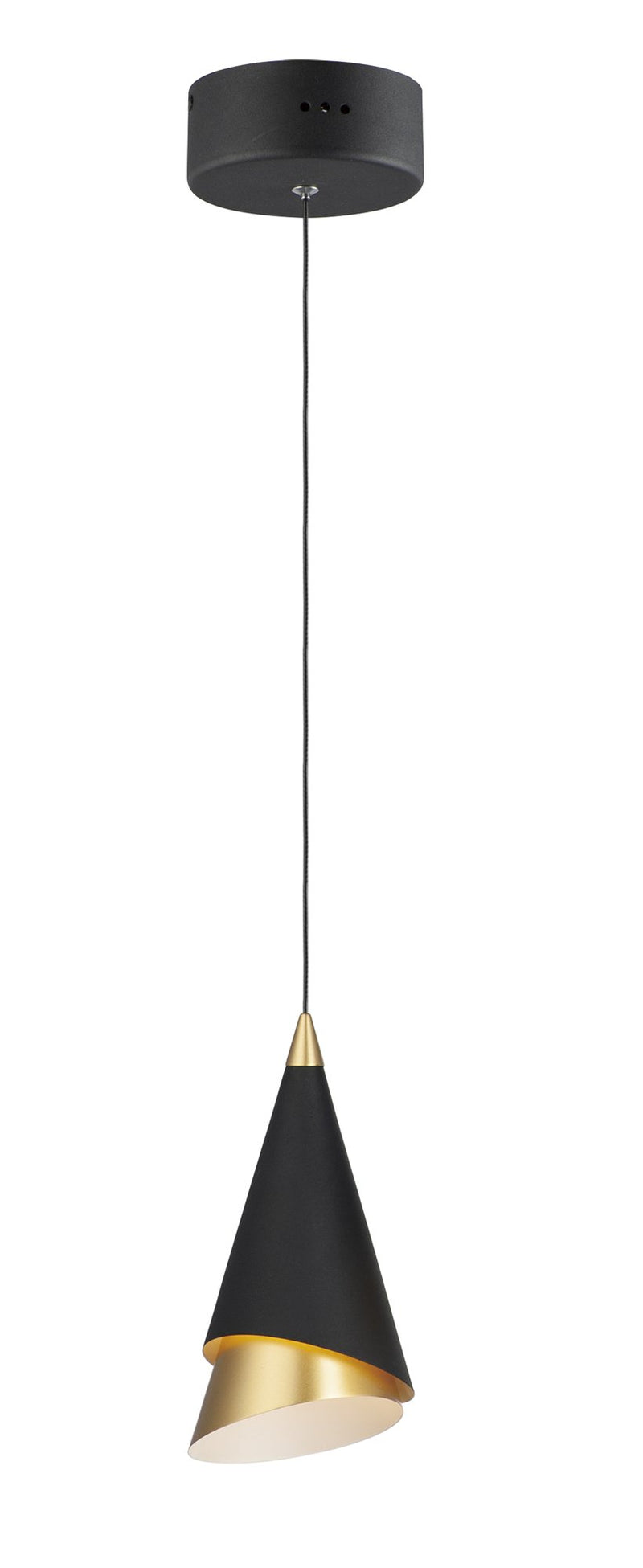 Mermaid 5" LED Mini Pendant in Black / Metallic Gold