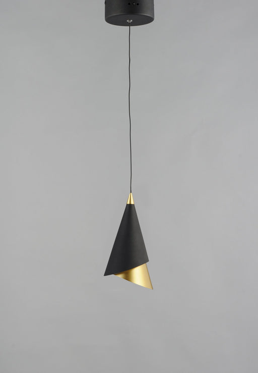 Mermaid 5" LED Mini Pendant in Black / Metallic Gold