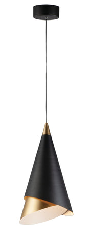 Mermaid 9" LED Mini Pendant in Black / Metallic Gold