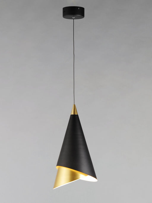 Mermaid 9" LED Mini Pendant in Black / Metallic Gold