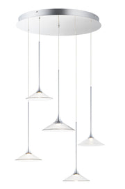 Cono 5-Light LED Pendant in Polished Chrome