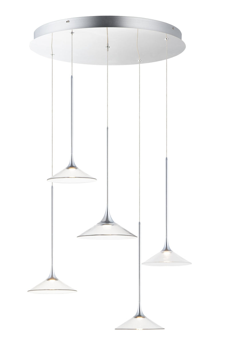 Cono 5-Light LED Pendant in Polished Chrome