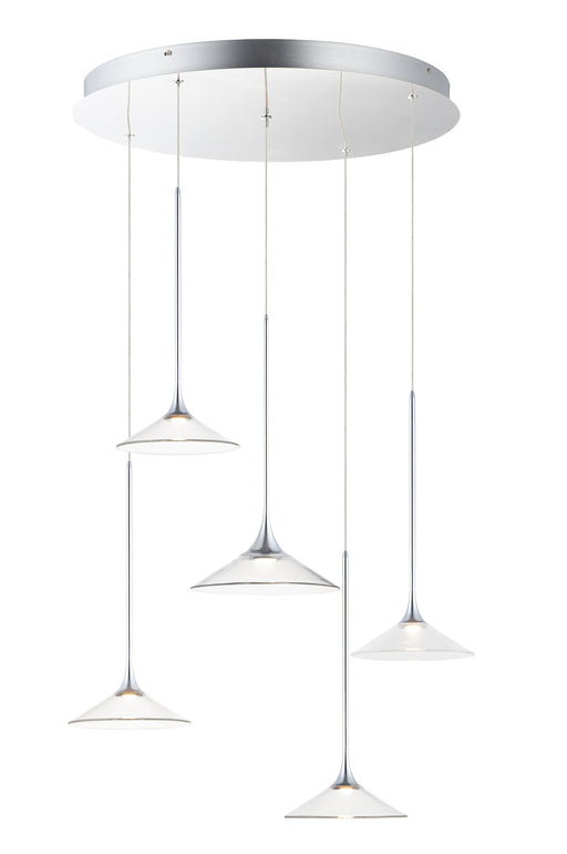 Cono 5-Light LED Pendant in Polished Chrome