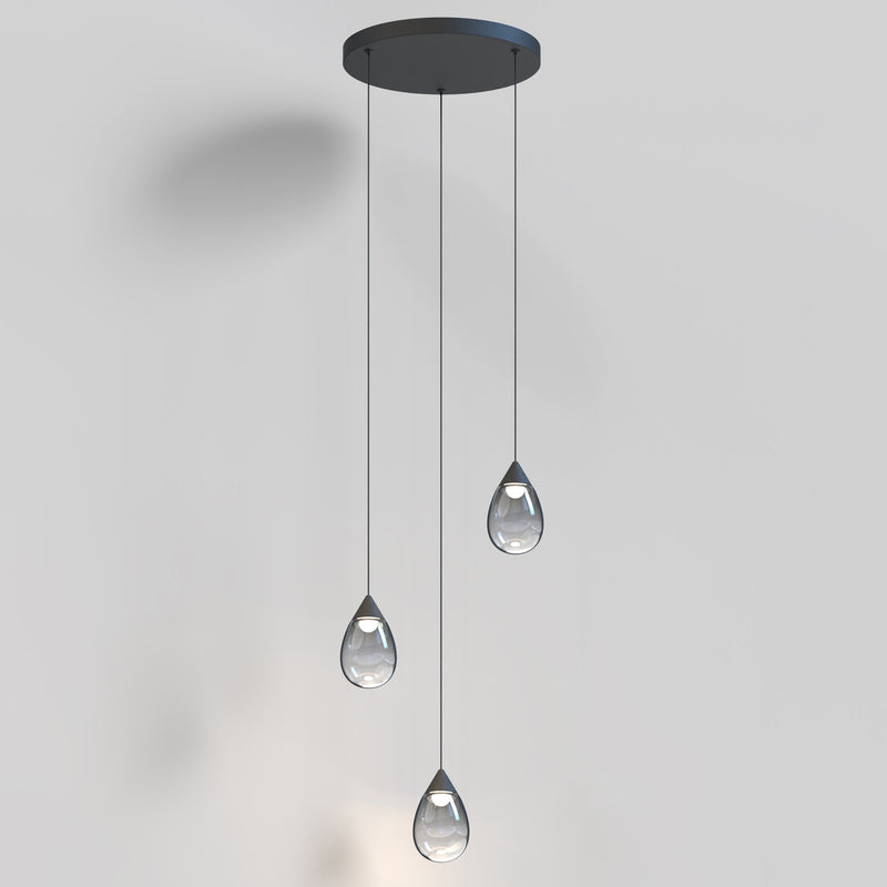 Dewdrop 3-Light LED Pendant in Black