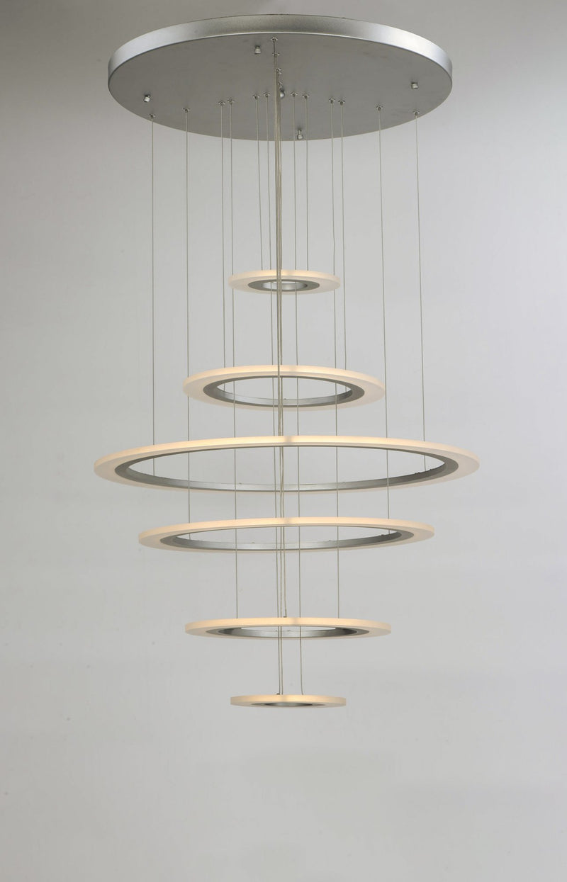 Saturn II 6-Light LED Pendant in Matte Silver