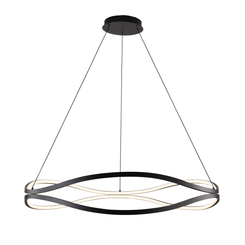 Curvo 40" LED Double Ring Pendant in Black