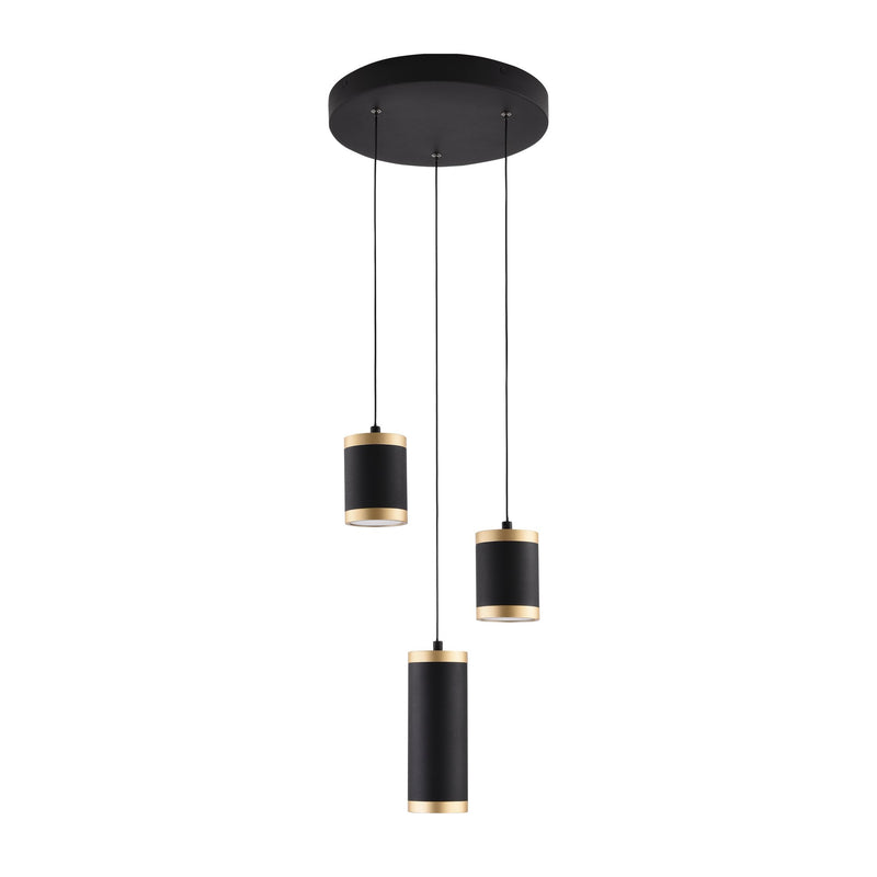 Cuff 3-Light Pendant in Black / Gold