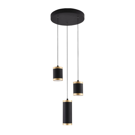 Cuff 3-Light Pendant in Black / Gold