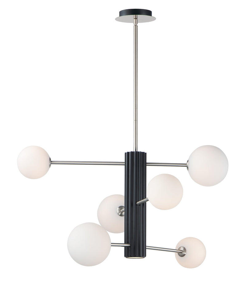 Cog 7-Light LED Chandelier in Black / Satin Nickel