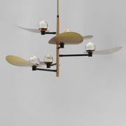 Pearl 6-Light LED Chandelier in Black / Natural Aged Brass