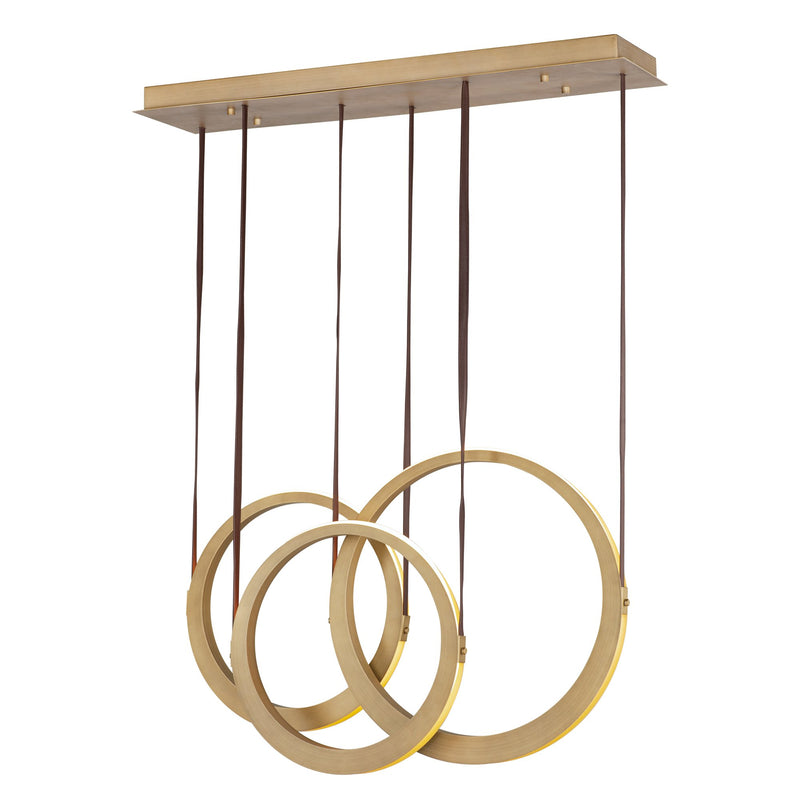 Tether 3-Light LED Pendant in Natural Aged Brass