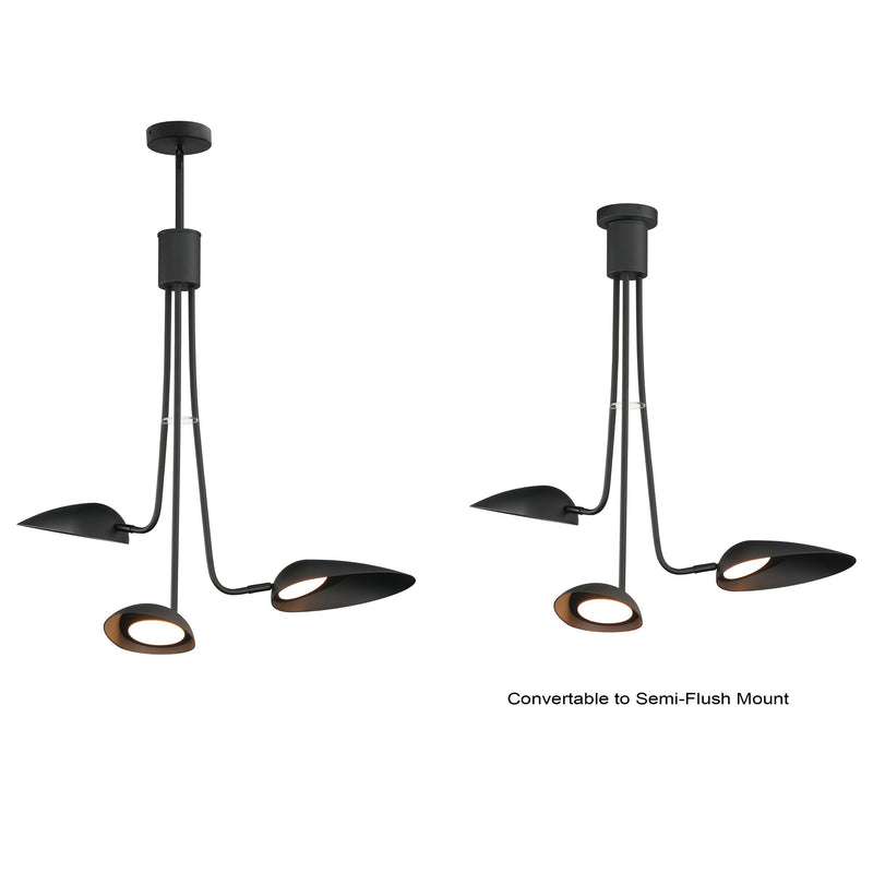 Marsh 3-Light LED Chandelier in Black