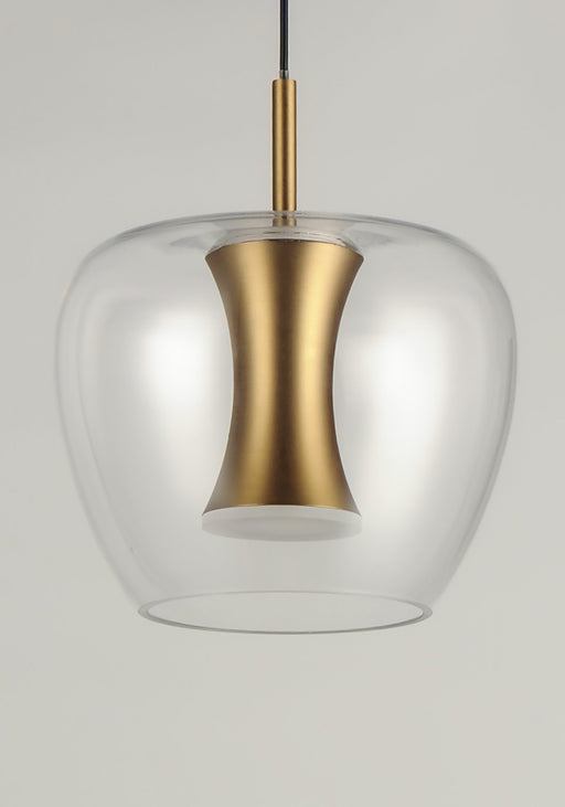 Newton 1-Light LED Pendant in Black / Gold