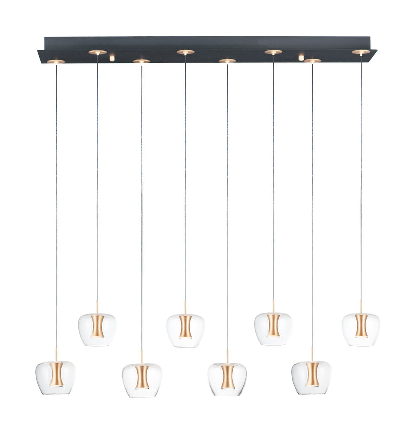 Newton 8-Light LED Pendant in Black / Gold