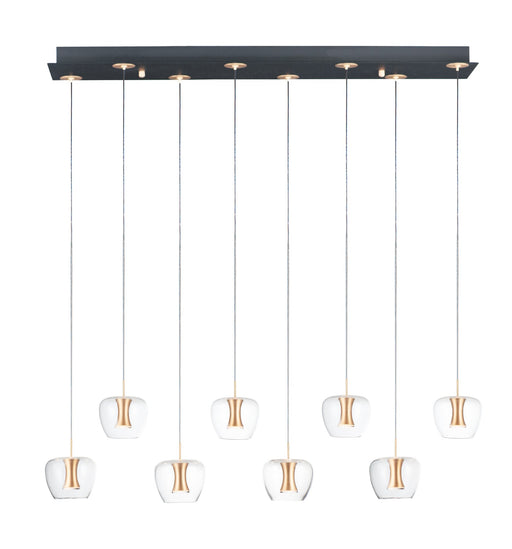 Newton 8-Light LED Pendant in Black / Gold