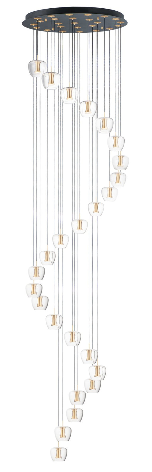 Newton 25-Light LED Pendant in Black / Gold