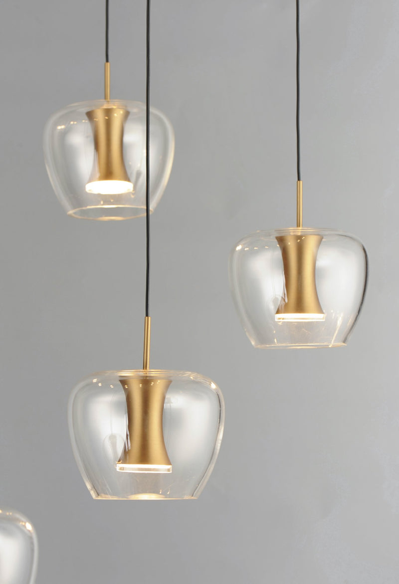 Newton 25-Light LED Pendant in Black / Gold