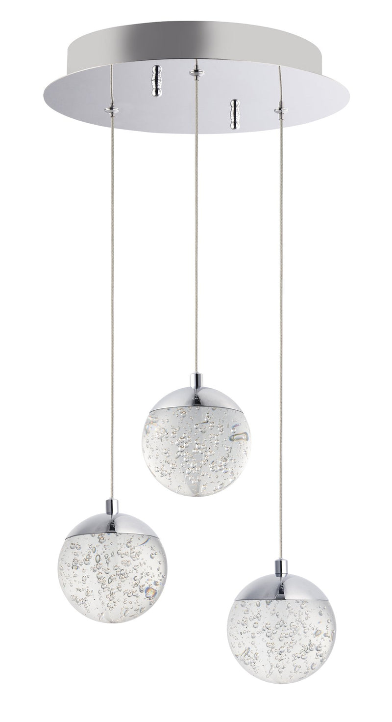 Orb II 3-Light LED Pendant in Polished Chrome