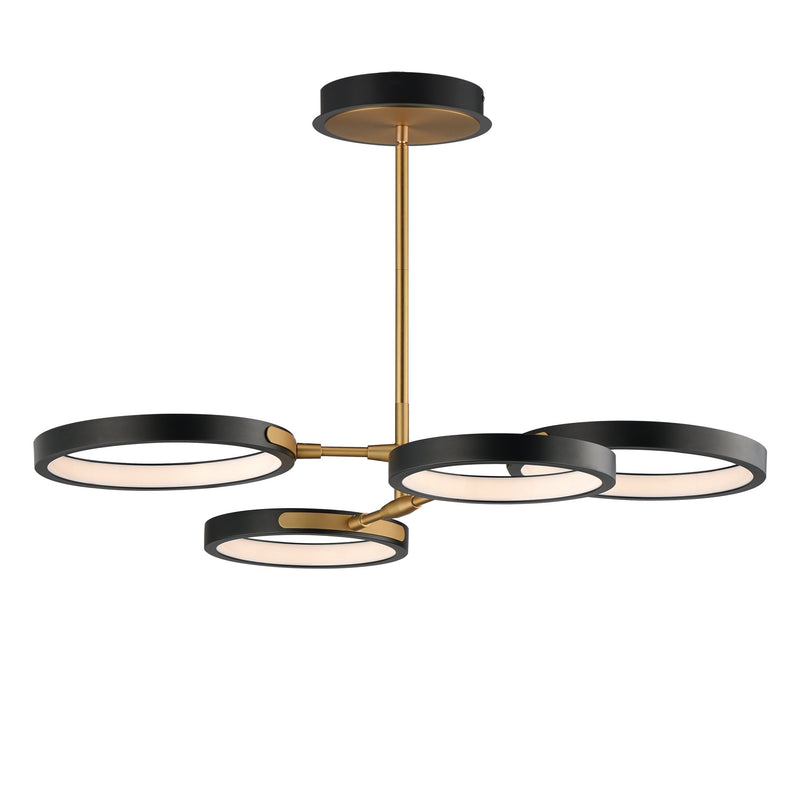 Hoopla 4-Light LED Chandelier in Black / Gold