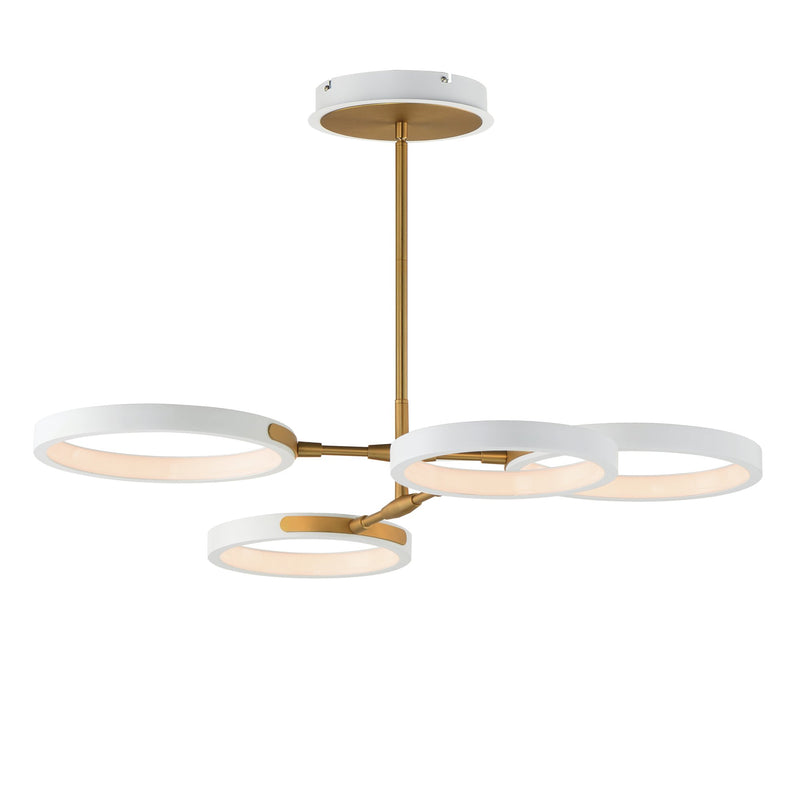 Hoopla 4-Light LED Chandelier in White / Gold