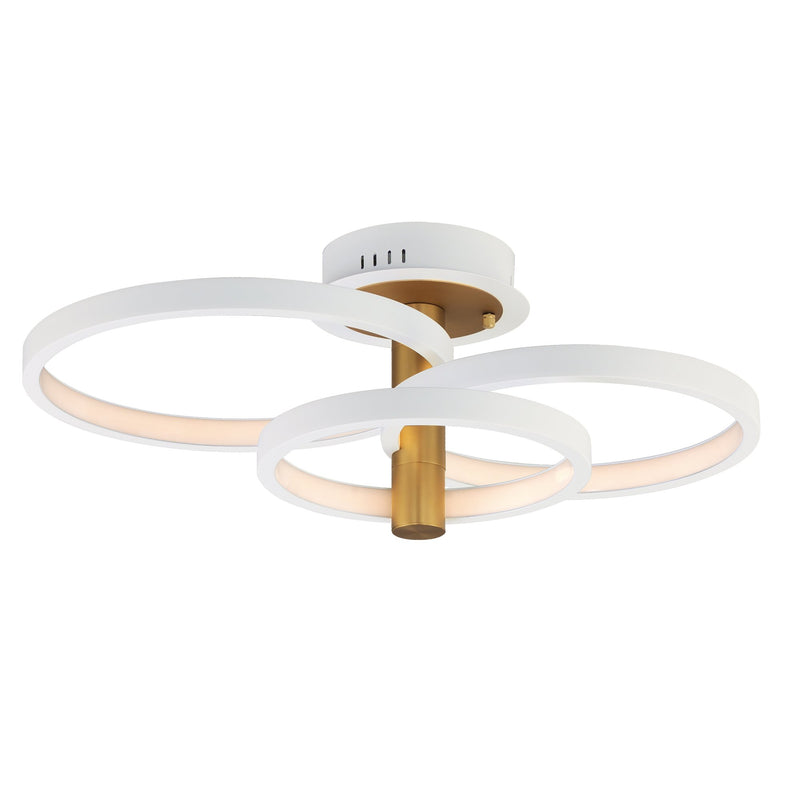 Hoopla LED Semi-Flush Mount in White / Gold