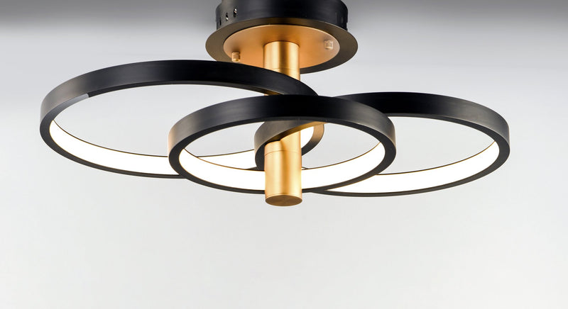 Hoopla LED Semi-Flush Mount in Black / Gold