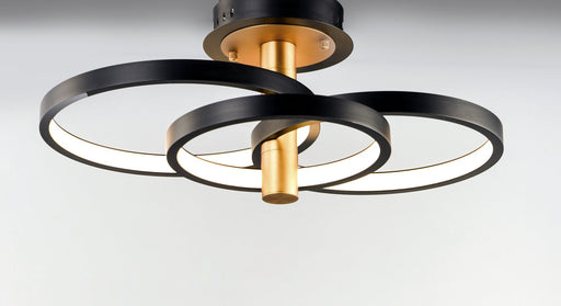Hoopla LED Semi-Flush Mount in Black / Gold
