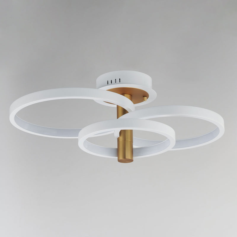 Hoopla LED Semi-Flush Mount in White / Gold