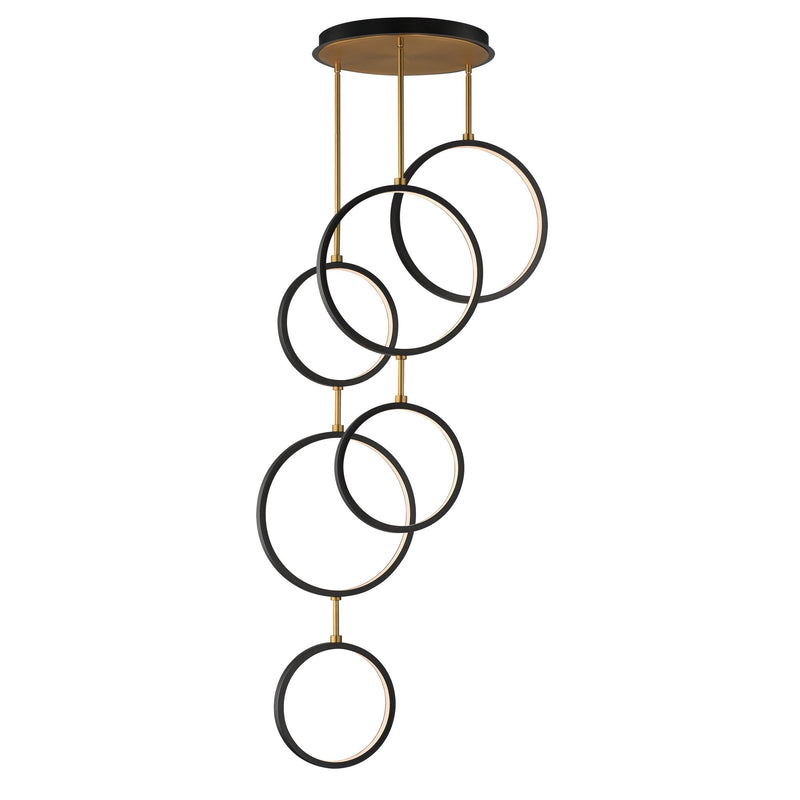 Hoopla 6-Light LED Pendant in Black / Gold