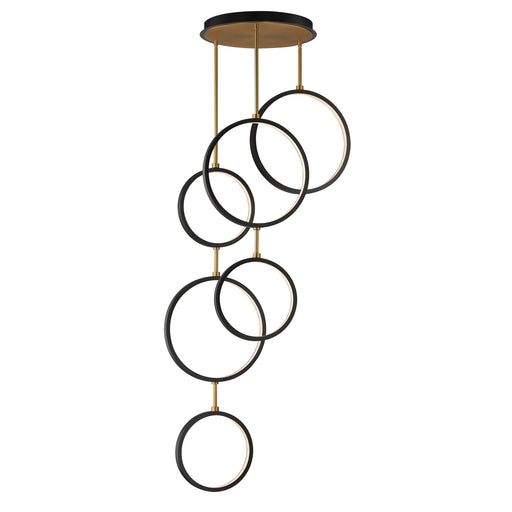 Hoopla 6-Light LED Pendant in Black / Gold