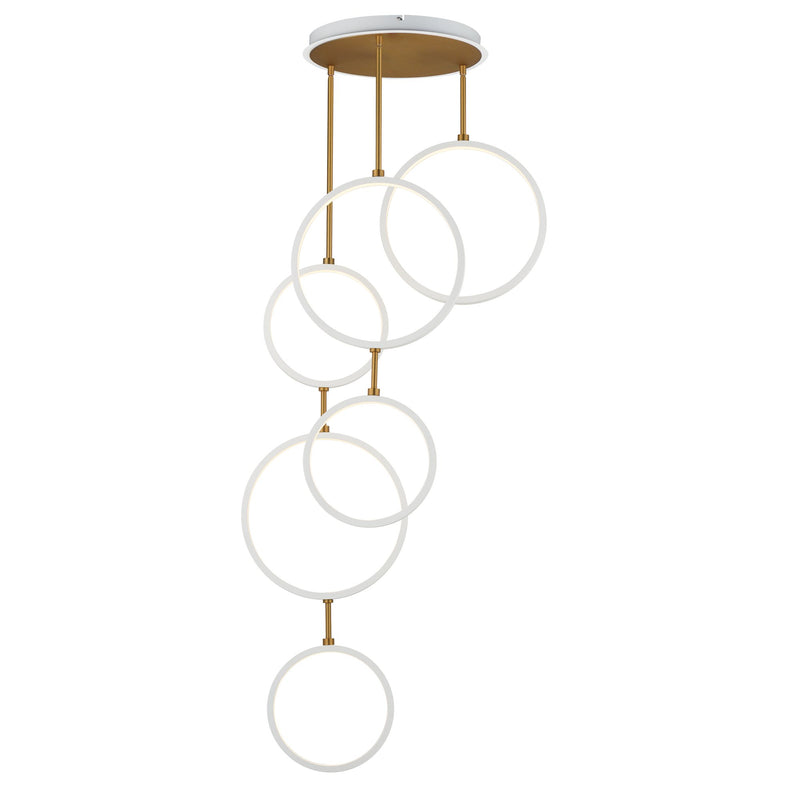 Hoopla 6-Light LED Pendant in White / Gold