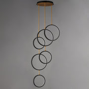 Hoopla 6-Light LED Pendant in Black / Gold