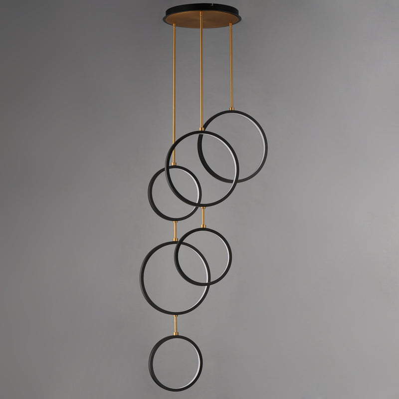 Hoopla 6-Light LED Pendant in Black / Gold
