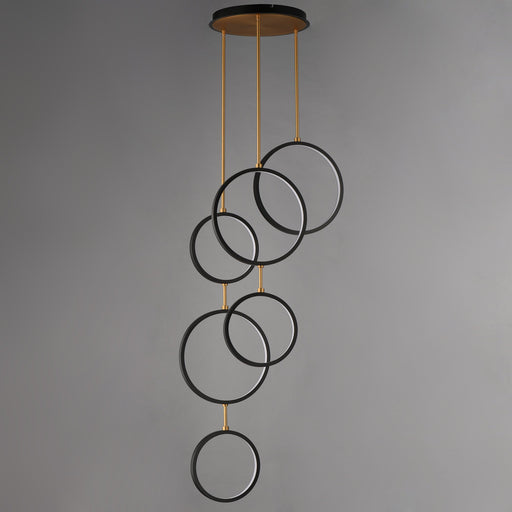 Hoopla 6-Light LED Pendant in Black / Gold
